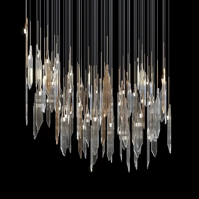 Stunning Modern Crystal Chandelier Featuring Long Transparent Drops And Soft Lighting 3d model