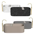 Elegant Modern Marble Bathtubs In Black Grey Beige With Gold Faucets Design
