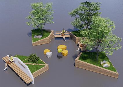 Modern Tree Pond 3d model