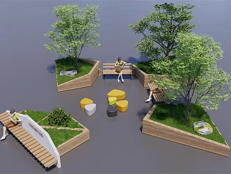 Modern Tree Pond 3d model