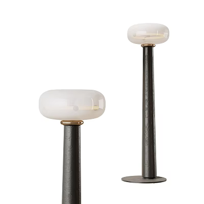 Modern Floor Lamps With Black Metal Stand And White Glass Shade 3d model