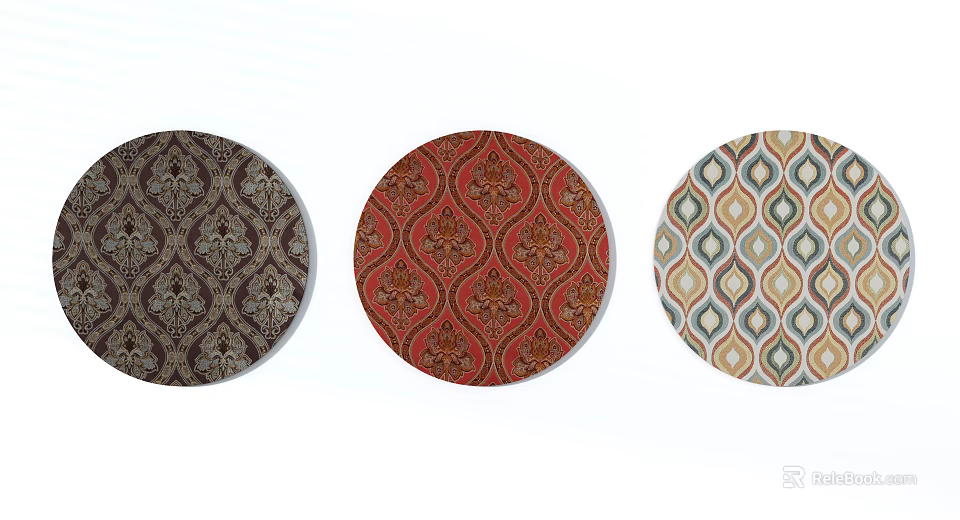 Stylish Round Rugs With Various Patterns And Colorful Decorative Designs 3d model