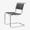 Sleek Modern Chrome Cantilever Frame Single Dining Chair With Breathable Dark Mesh Seat And Backrest