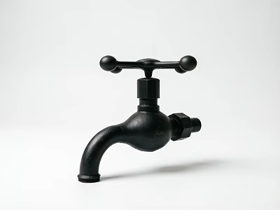 Classic Black Faucet With Two Spherical Handles Vintage Design For Home 3d model