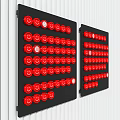 Two Black Control Panels With Red And White Circular Buttons Arrangement 3d model