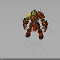 Orc Warrior Character 3D Model With Green Skin Red Spiked Armor And Brown Boots