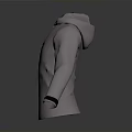 Light Gray Hooded Jacket Featuring Zipper Closure Side Pockets And Black Cuff Details 3d model