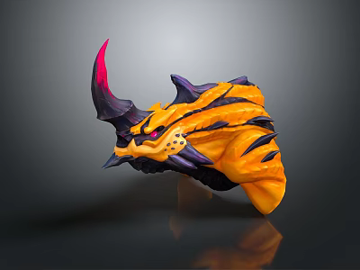 Fierce Fantasy Creature 3D Character With Orange Black Skin And Pink Horned Head 3d model