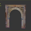 Decorative Stone Archway Featuring Arched Design And Textured Orange Beige Frame 3d model