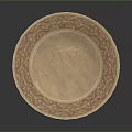 Oval Marble Plate With Intricate Pink And White Carved Edge Patterns 3d model