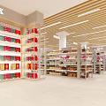 Modern Supermarket Interior With Shelves And Product Zones