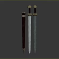 Traditional Decorative Swords With Red Hilt Silver Blades And Golden Accents