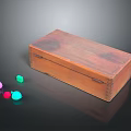 Wooden Storage Box With Colorful Small Objects And Decorative Pieces For Home Use