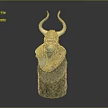 Detailed Monkey Sculpture with Horns and Ornamental Attire on Black Base