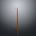 Orange Utility Pole Structure With Top Electrical Wires And Insulators 3d model