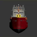 Red and Yellow Work Boat Featuring Deck Equipment and Upper Superstructure 3d model