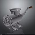 Manual Meat Grinder With Red Handle Metal Body Funnel Shaped Hopper And Grinding Plate