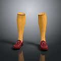 Yellow Knee High Socks And Red Loafers Stylish Fashion Wear