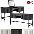 Modern Black Two Piece Vanity Set With Vertical Slat Design And Storage Drawers