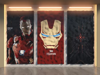 Iron Man Themed Wall Decor For Interior Design 3d model
