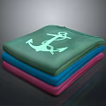 Soft Stacked Blankets with Anchor Design in Green Blue Pink Colors