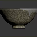 Handcrafted Ceramic Bowl With Intricate Carved Patterns And Textured Surface 3d model
