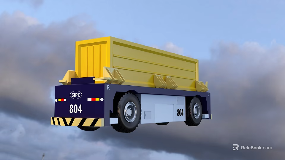 Functional Dump Truck With Yellow Cargo Bed Blue Cab SPC Logo And Number 804 3d model 