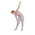 Woman Stretching in Front of Gear Pattern with Human Engine Design