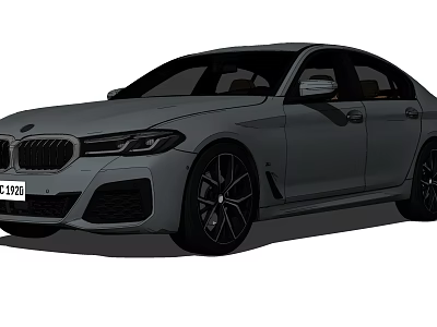 Gray BMW Sedan With Sporty Design Black Wheels And Front Grille 3d model