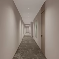 Elevator Hallway With Light Colored Walls Patterned Carpet And Recessed Lighting