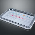 Transparent Modern Tablet With Interactive Screen Interface Colorful Icons And Wave Patterns