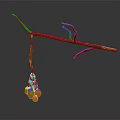 Blue Wooden Branch Decor With Red Pink Stone Fruits And Reflection Design