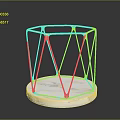 Modern Stylish Stool With Golden Metal Frame And Round Marble Base