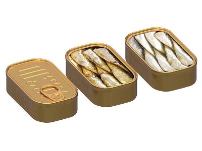 canned fish canned metal canned seafood canned herring 3d model