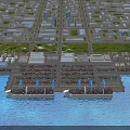 Scenic Container Port View With Cranes Containers And City Skyline