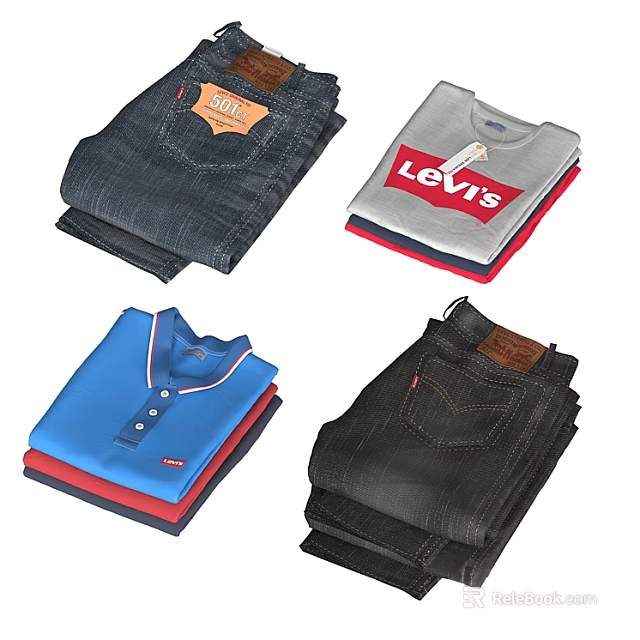 Levi's Stylish Casual Clothes Including Jeans T Shirts And Polo Shirts For Daily Wear 3d model 