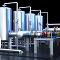Industrial Equipment Setup With Piping Networks Storage Tanks And Control Valves