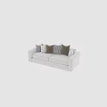 Modern Gray Sofa With Decorative Pillows In Brown And Geometric Patterns 3d model