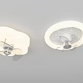 Modern Ceiling Fans With Cloud Shape And Round Star Pattern Design 3d model