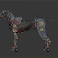 Detailed Cybernetic Robotic Dog with Mechanical Gears and Metallic Body