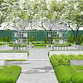 Modern Elegant Residential Landscape Design With Greenery Metal Frame Walkway And Lawn Path