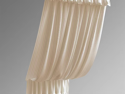 Elegant Beige Striped Pleated Curtains for Home Window Decor and Treatment 3d model