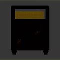 Classic Dark Wood Nightstand With Two Drawers Metal Handles And Top Woven Basket