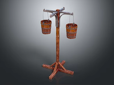 Industrial LOFT Stand Wooden Barrel Rack Clothes Rack 3d model