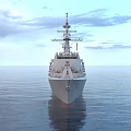 US Flagged Modern Warship Sailing On Sea 3d model
