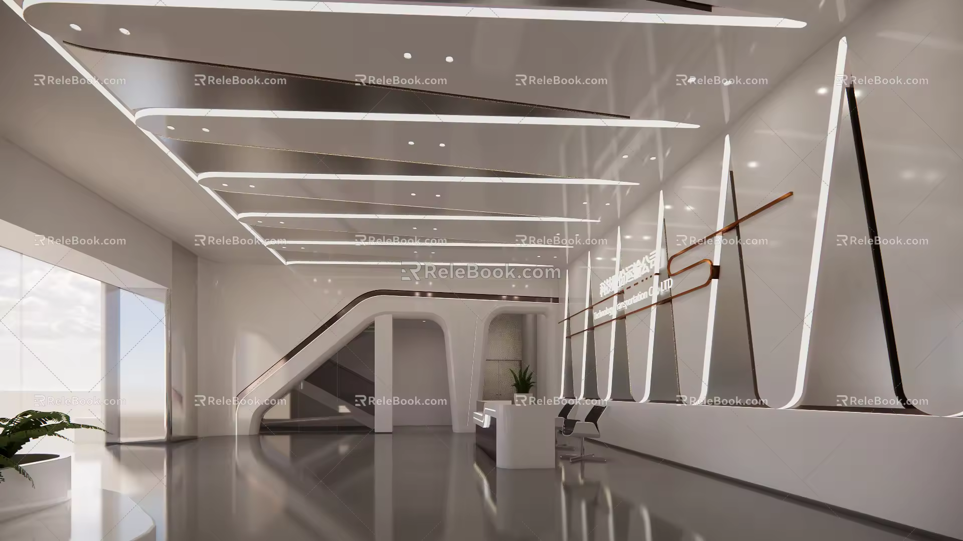 Modern lobby front desk 3d model