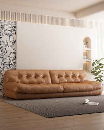 modern double sofa cream sofa 3d model