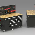 Public Facility Tool Cabinet With Pegboard Back Wooden Top Drawers And Wheels