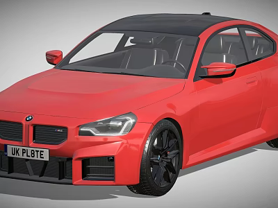 Red Car With Black Roof And Black Wheels Featuring UK License Plate Details 3d model