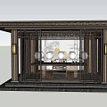 Traditional Chinese Landscape Pavilion Design with Wooden Lattice and Interior Tables Chairs